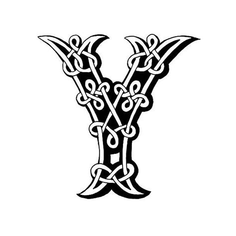 Hand Drawn Celtic Alphabet Letter Y Celta Símbolos Celtas
