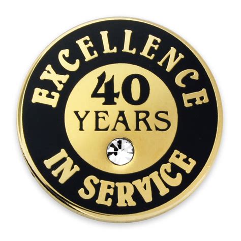 Pinmarts Gold Plated Excellence In Service 40 Year Award Lapel Pin Ebay