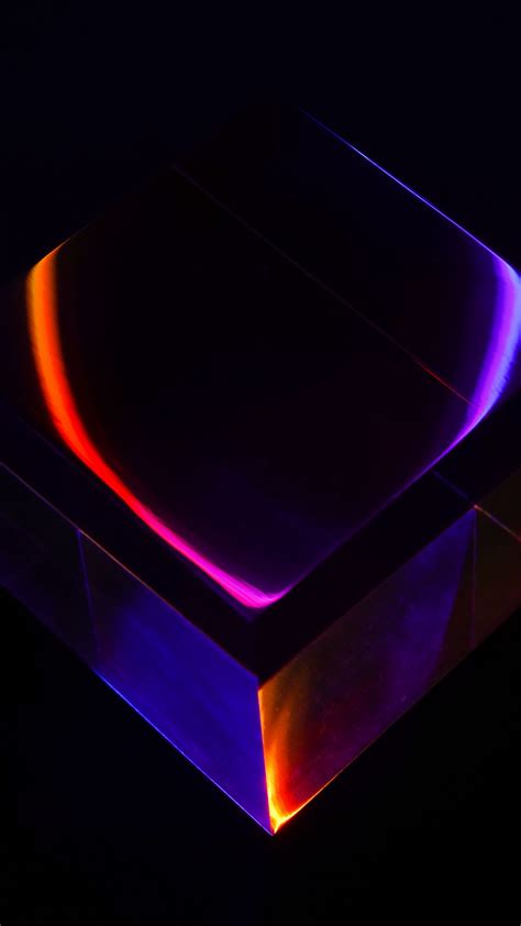 Download Wallpaper 1350x2400 Cube Neon Reflection Glare Dark Iphone
