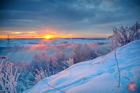 Winter Sunrise With Hoar Frost And Mists — Miksmedia Photography