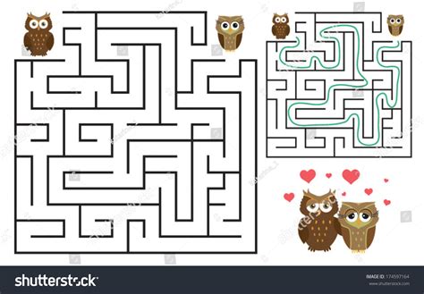 Cute Owls Maze Game Help Owl To Find His Love Maze Puzzle With