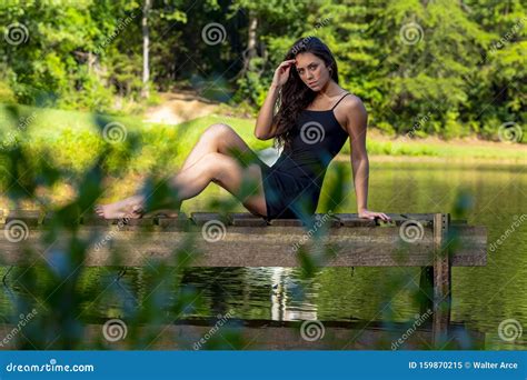Lovely Brunette Model Posing Outdoors Stock Image Image Of Adult
