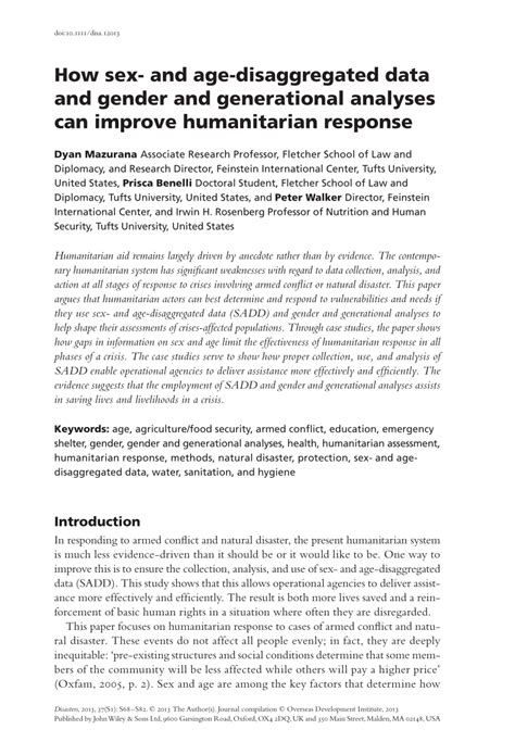 Pdf How Sex And Age Disaggregated Data And Gender And Generational Analyses Can Improve