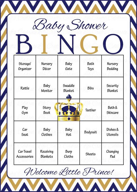 There are 20 different cards to print off a different bingo card for each guest. Prince Baby Bingo Cards - Printable Download - Prefilled ...