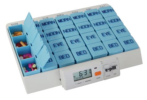 E Pill 4 Times A Day X 7 Day Large Weekly Pill Organizer With