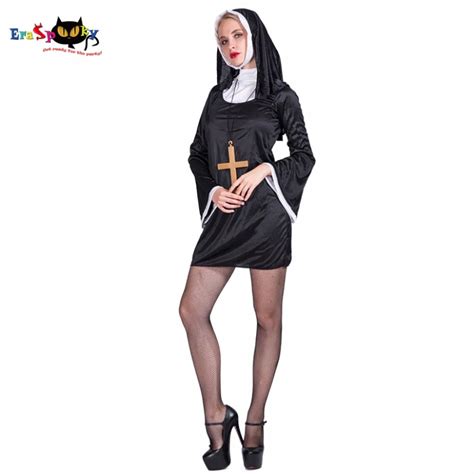 Aliexpress Com Buy Women Sexy Black Slutty Nasty Blonde Babe Hot Nun Costume Cosplay Party
