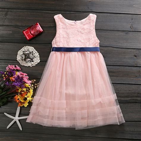 6m 6t One Piece High Quality Baby Girls Dress Sleeveless Flower Lace