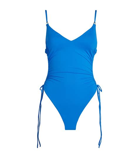 Melissa Odabash Blue Havana Ruched Swimsuit Harrods Uk