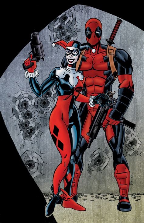 Harley Quinn And Deadpool Colored By Ninjaspidey On Deviantart