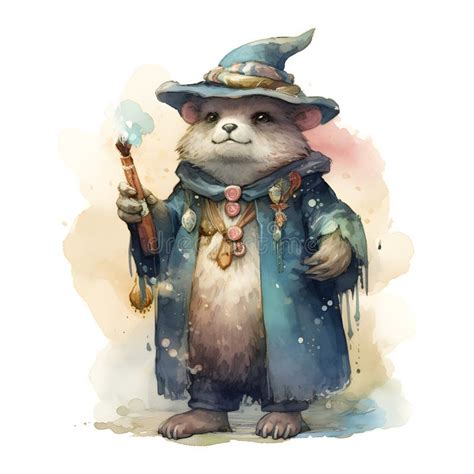 Mystical Wizard Mouse Ai Generative Illustration Stock Illustration
