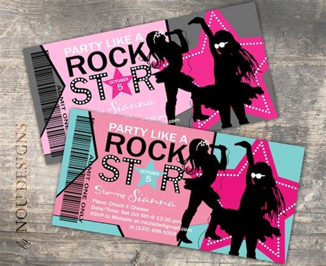 Party Like A Rock Star Birthday Invitation Card By Noudesigns