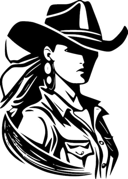 Premium Vector Cowgirl Black And White Isolated Icon Vector Illustration