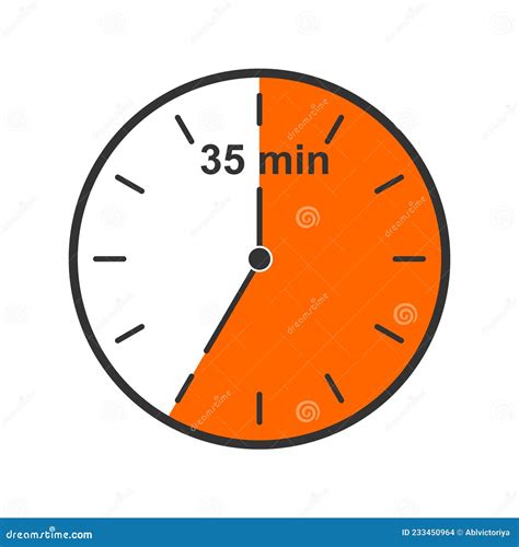 Clock Icon With 35 Minute Time Interval Countdown Timer Or Stopwatch