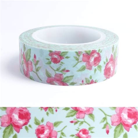 masking tape fleuri avec rose sur fond turquoise adhésif décoratif ruban adhésif washi trucs