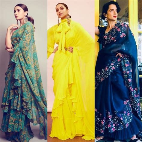 Our Bollywood Divas New Fad It Is Ruffled Sarees That Is The Trend