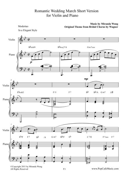 The wedding, sometimes credited as the wedding (la novia), is a popular song by joaquin prieto recorded by british singer julie rogers in 1964. Download Romantic Wedding March - Short Version For Violin & Piano Sheet Music By Wagner ...