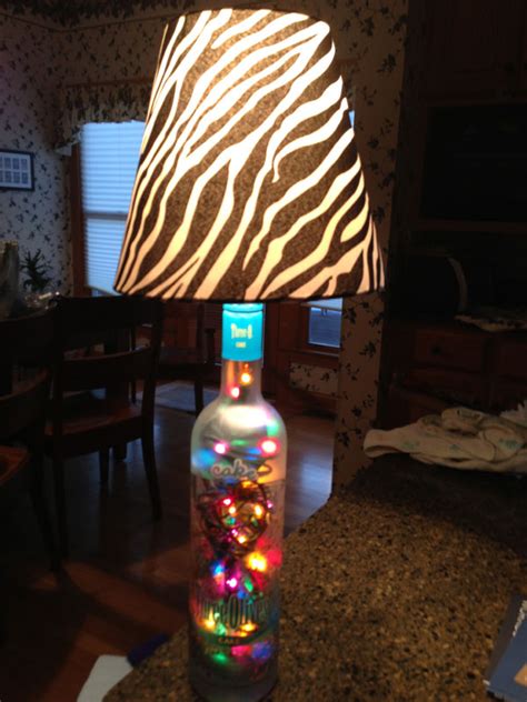 Recycled Three Olives Bottle Lamp With Colored Lights How To Make A Bottle Lamp