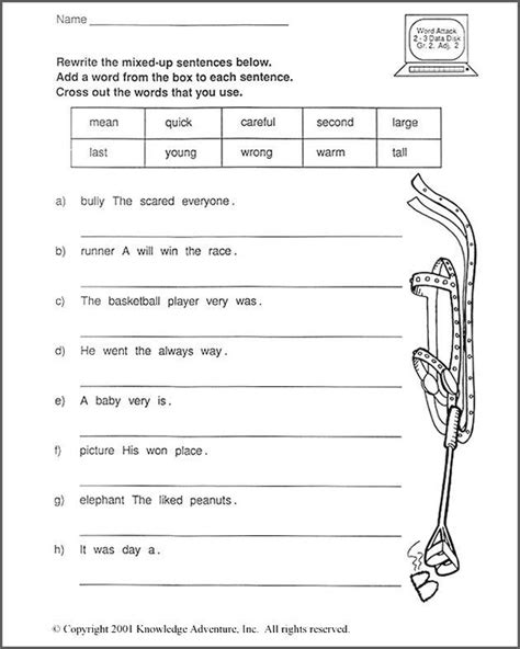 Sentences For 3rd Grade Worksheet