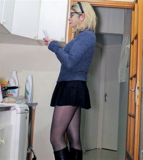 beautiful crossdressers sexy legs in pantyhose and boots