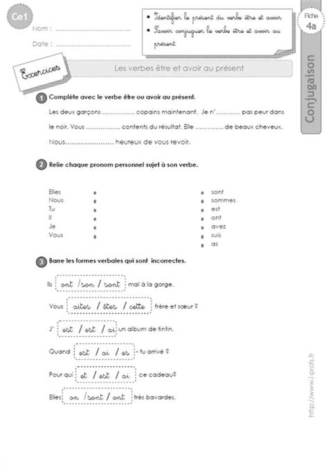 Ce2 Exercices Etre Et Avoir Au Present