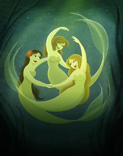 Three Mermaids 11x14 Etsy
