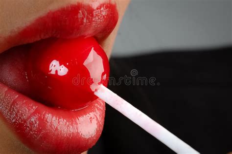 Woman S Lips While Sucking A Lollipop Stock Image Image Of Textured