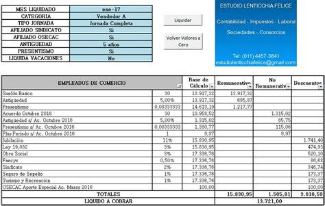 Planilla Excel Para Calcular Sueldos De Empleados De Comercio Enero A