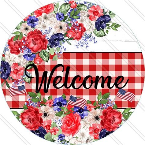 Patriotic Welcome Sign Patriotic Home Red White Blue Etsy