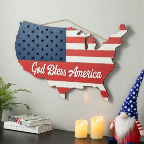 Glitzhome 3225 Inch Length Wooden Patriotic America Map Wall Decor
