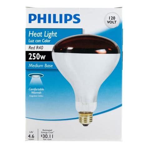 The long life 250 watt infrared bulb (included) provides maximum. Philips 415836 Heat Lamp 250-Watt R40 Flood Light Bulb ...