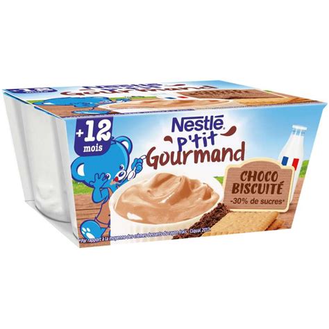P tit gourmand crème dessert chocolat biscuit dès mois Nestlé x g Bam courses