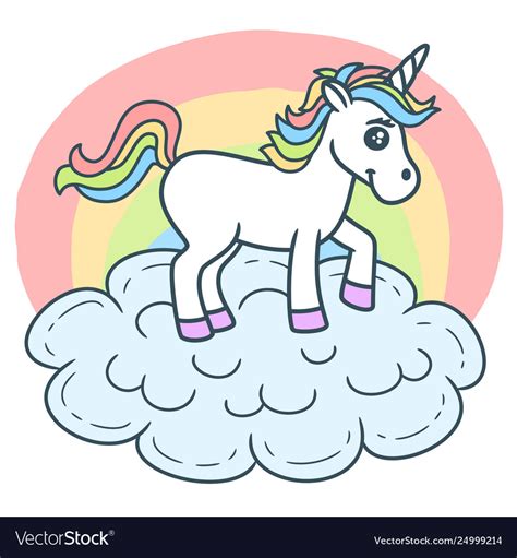 Beautiful Unicorn On Cloud Royalty Free Vector Image