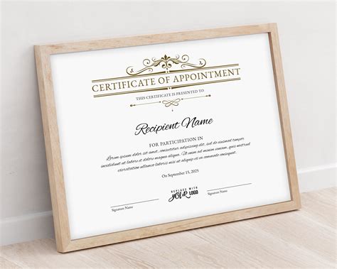 Editable Appointment Certificate Template Printable Etsy Australia