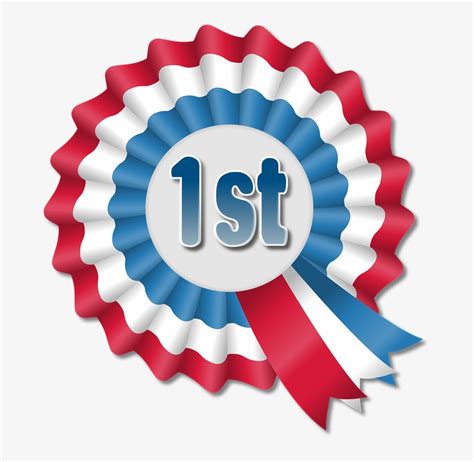 1st Prize Png Rosette Blue Red White Free Transparent Png Download