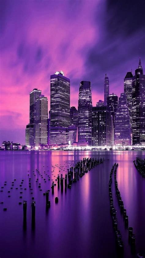 purple aesthetic wallpaper pc city