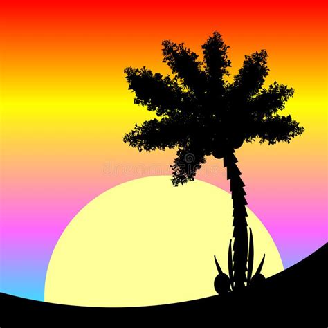 Palm Tree Sunset Drawing Stock Illustrations 1968 Palm Tree Sunset
