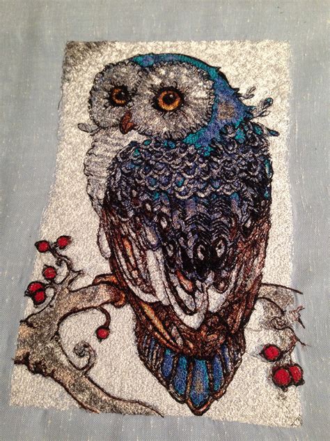 Owl Sit At Branch Free Machine Embroidery Design Embroidery Designs Free Machine Embroidery