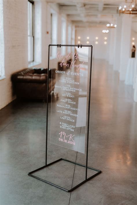 Modern Clear Acrylic Wedding Sign Stand Order Of Events Timeline