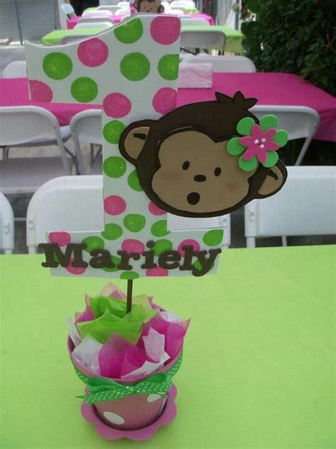 Mod Monkey Pink N Green Centerpiece Sock Monkey Birthday Party