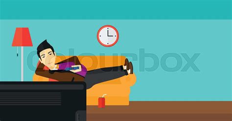 Man Lying On Sofa Stock Vector Colourbox
