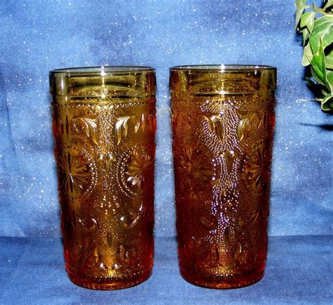 Items Similar To Clearance Sale Vintage 70s Amber Drinking Glasses Set Kitchen Cabin Home Decor