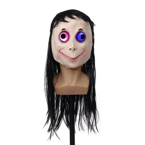 Led Scary Momo Mask Game Horror Mask Cosplay Full Head Momo Mask Big E Mrslm