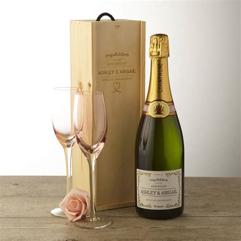 Subscribe and recieve a £5 gift voucher. Personalised Anniversary Champagne And Wooden Gift Box By ...