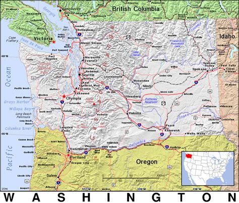 Free Washington State Map Map Of Western Hemisphere