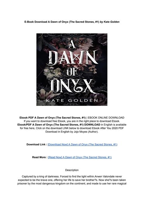 Ebook Download A Dawn Of Onyx The Sacred Stones 1 By Kate