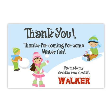 Ice Skating Thank You Card Winter Snow And Snowball Fun