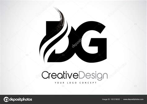 dg d g creative brush black letters design with swoosh stock vector by ©twindesigner 181219032
