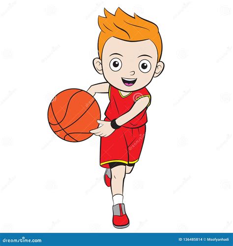Cartoon Boy Playing Basketball Stock Vector Illustration Of Cartoon