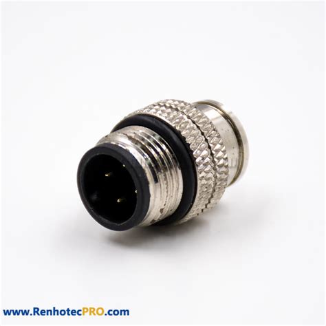 M12 4 Pin Connector Male Field Wireable Connector A Coded Straight