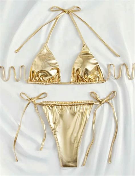 Metallic Gold Bikini Set Etsy Australia
